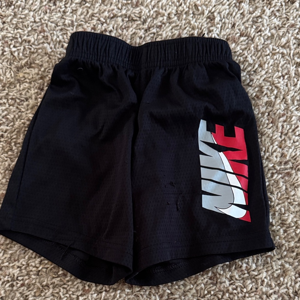 Kids Nike Kids Black Shorts with Red and White Logo